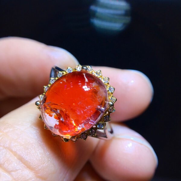 Natural red glue flower ring, size: 12.7/10.4mm1114278144