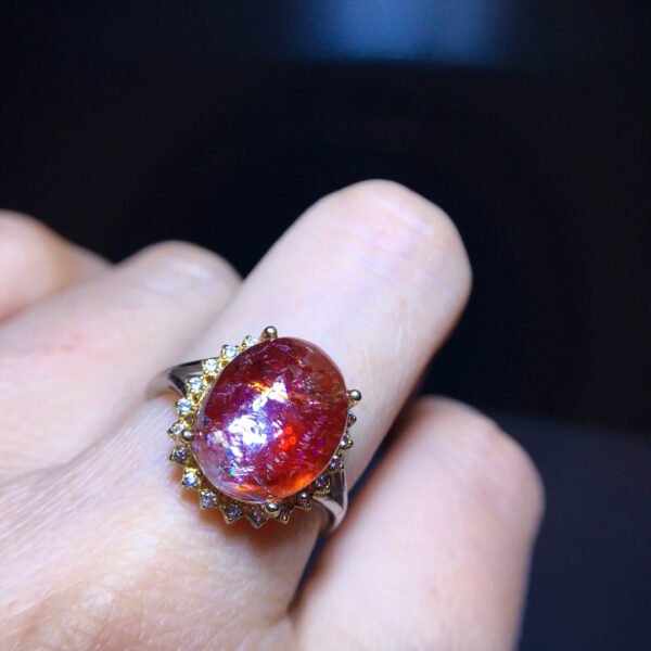 Natural red glue flower ring, size: 12.7/10.4mm1114278144