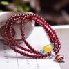 Natural wine red garnet three loop bracelet, with a bead diameter of approximately 4.8mm1114135344