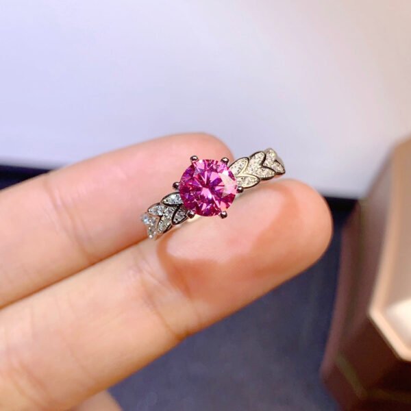 Classic Pink Mosang Diamond Ring, Main Stone 1 Carat, Round 6.5mm1115199866