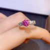 Classic Pink Mosang Diamond Ring, Main Stone 1 Carat, Round 6.5mm1115199866