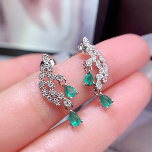 , pure natural Columbia emerald earrings, main stone size 3 * 4+4 * 5mm1115299155