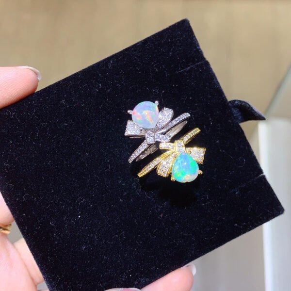 Pure Natural Colorful White Opal Ring, Main Stone Size 8mm Heart1116180266