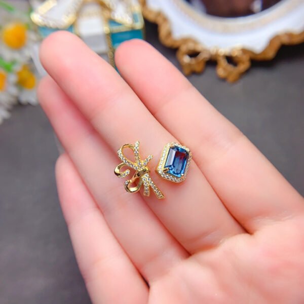 London Blue Topa Stone Ring, with a main stone size of 6 * 8mm,1116180599