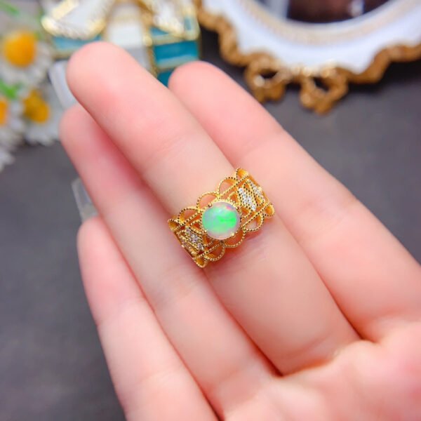 Pure Natural Colorful White Opal Ring, Main Stone Size Round 7mm1116140699