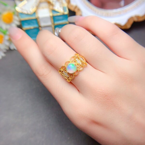 Pure Natural Colorful White Opal Ring, Main Stone Size Round 7mm1116140699