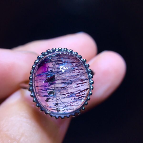 Natural Purple Crystal Super Seven Ring, Size: 13.4/12.3mm1116218799