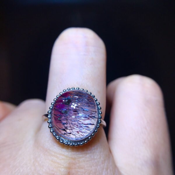 Natural Purple Crystal Super Seven Ring, Size: 13.4/12.3mm1116218799