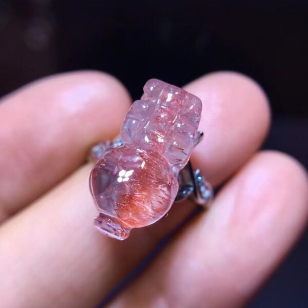 Natural Purple Crystal Red Super Seven Pixiu Ring, Size 17.5/9.6 mm1116208477