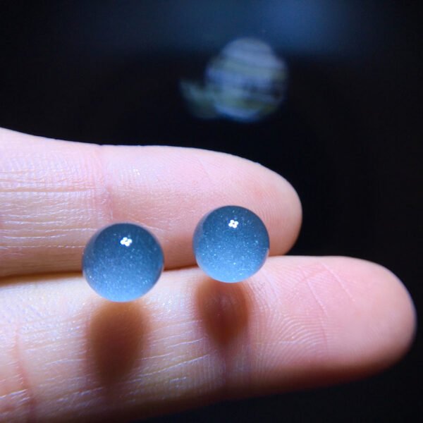 Natural Blue Ghost Blue Sands Full Sky Starlight Treasure Basin Earrings, Specification 7.7mm1116208466