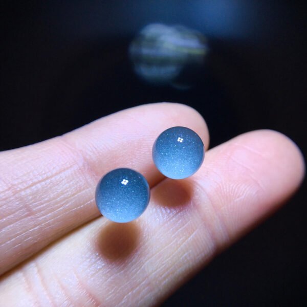 Natural Blue Ghost Blue Sands Full Sky Starlight Treasure Basin Earrings, Specification 7.7mm1116208466