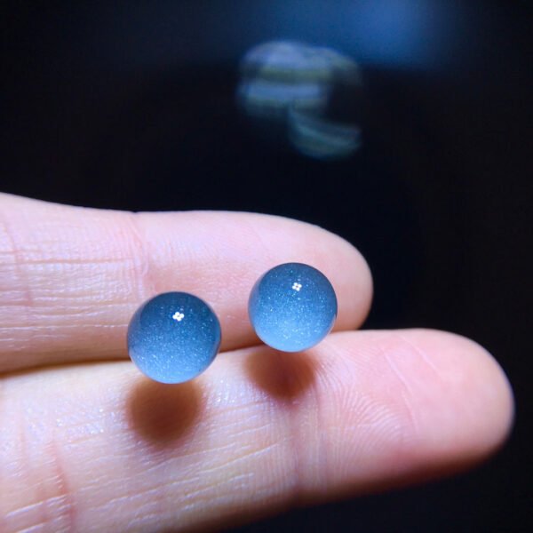 Natural Blue Ghost Blue Sands Full Sky Starlight Treasure Basin Earrings, Specification 7.7mm1116208466