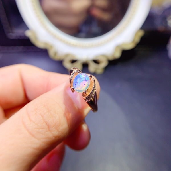 Pure Natural Colorful White Opal Ring, Main Stone Size 6 * 8mm1117110366