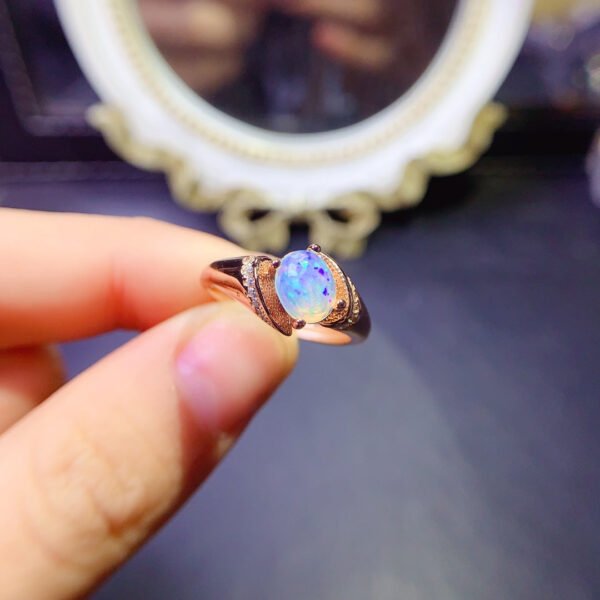 Pure Natural Colorful White Opal Ring, Main Stone Size 6 * 8mm1117110366