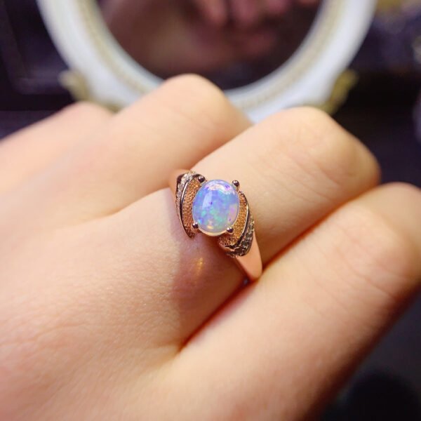 Pure Natural Colorful White Opal Ring, Main Stone Size 6 * 8mm1117110366