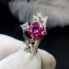 Classic Pink Mosang Diamond Ring, Main Stone 1 Carat, Round 6.5mm1117199366