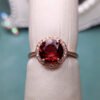 Pure natural Mozambique garnet ring, with a main stone size of 8mm round.1117115466