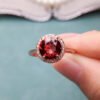 Pure natural Mozambique garnet ring, with a main stone size of 8mm round.1117115466