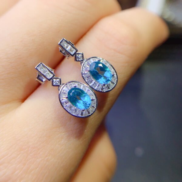 Natural apatite earrings, main stone size 4 * 6mm1118130244